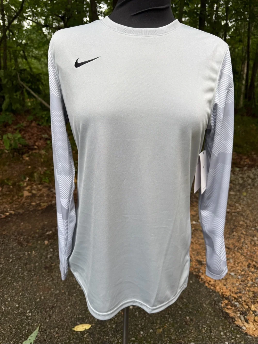 Nike Long-Sleeve Performance Crew in White with Black Swoosh